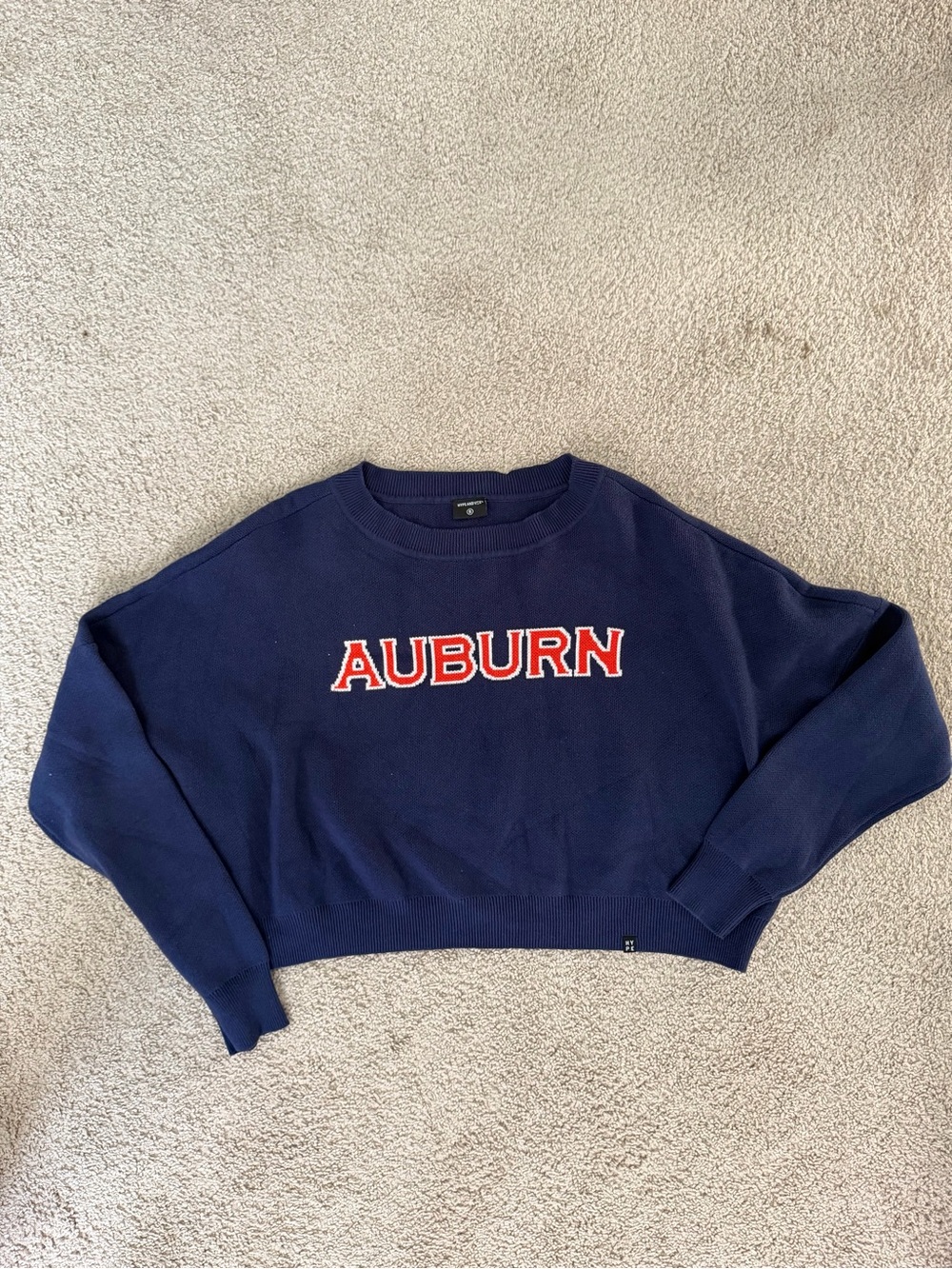 Navy Auburn Cropped Crewneck Sweater